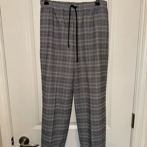 Babaton Gray Plaid Drawstring Trousers